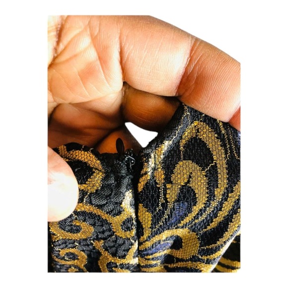 Unbranded Womens Cap Sleeve Midi Lace Dress Gold Floral Pattern Lined Size XXL - Picture 6 of 9